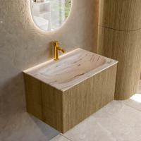 Badmeubel Mondiaz Kurve-Dlux | 70 cm | Meubelkleur Dusk | Wastafelkleur Nata | Solid surface | Wasbak midden spoelbak | 1 kraangat