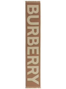 Burberry écharpe en laine à logo en jacquard - Marron