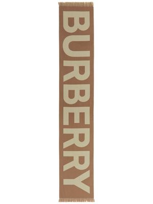Burberry écharpe en laine à logo en jacquard - Marron