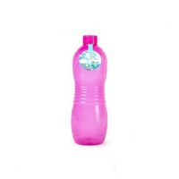 Drinkfles/waterfles/bidon - 1000 ml - transparant/roze - kunststof