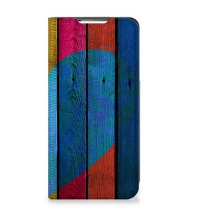 Samsung Galaxy S22 Book Wallet Case Wood Heart - Cadeau voor je Vriend