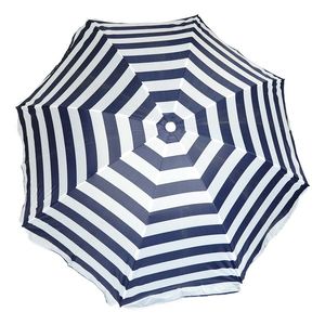 Parasol - blauw/wit - gestreept - D160 cm - UV-bescherming - incl. draagtas   -