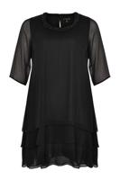 Yoek Dress ruffled bottom | Zwart | Maat M