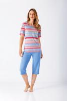 Roze blauw gestreepte dames pyjama Hajo
