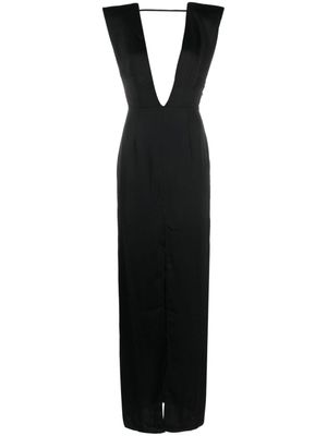 Maison Close robe en maille satinée à col v - Noir