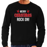 Merry Christmas Rock on foute Kerstsweater / Kersttrui zwart voor heren