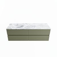 MONDIAZ VICA-DLUX 150cm badmeubel onderkast Army 4 lades. Inbouw wastafel CLOUD links 1 kraangat, kleur Glace.