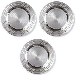 3x Kaarsenbord/plateau zilver 33 cm rond