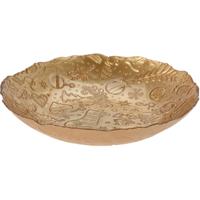 Fruitschaal - goud - glas - D30 x H6 cm - rond - decoratie kerst schaal