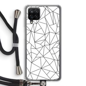 Geometrische lijnen zwart: Samsung Galaxy A12 Transparant Hoesje met koord