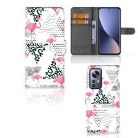 Xiaomi 12 Pro | Telefoonhoesje | Met pasjeshouder | Flamingo Triangle
