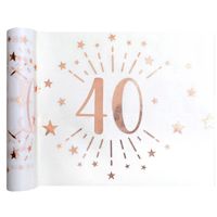 Santex Tafelloper op rol - 40 jaar - wit/rose goud - 30 x 500 cm - Feesttafelkleden - thumbnail
