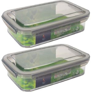 5x Voorraad/vershoudbakjes 1,2 liter transparant/grijs plastic 24 x 15 cm