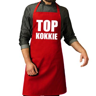 Top kokkie - barbeque en keuken schort - rood - voor heren - cadeau schorten