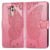 Vlinder liefde bloemen reliëf horizontale Flip lederen case voor Huawei mate 20 lite met houder & card slots & portemonnee (roze)