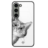 Samsung Galaxy S23 glazen hardcase - Peekaboo kat