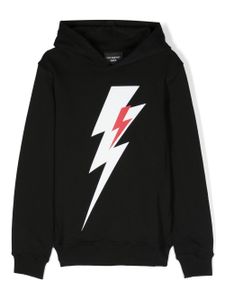 Neil Barrett Kids hoodie en coton à imprimé Thunderbolt - Noir