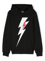 Neil Barrett Kids hoodie en coton à imprimé Thunderbolt - Noir