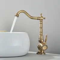 Retro Keukenkraan - Antiek Brons | Enkele Handgreep | Warm & Koud Water