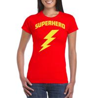 Verkleed T-shirt voor dames - superheld - rood/geel - stripfiguren - carnaval/themafeest - thumbnail