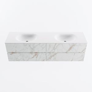 MONDIAZ VICA 170cm badmeubel onderkast Carrara 4 lades. Wastafel MOON dubbel 2 kraangaten, kleur Talc.