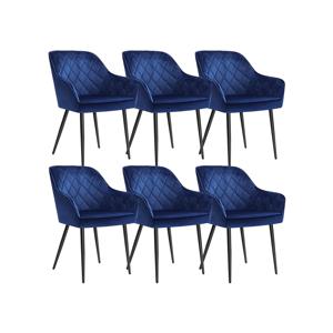 Eetkamerstoelen met armleuningen en fluwelen bekleding, Blauw / 6