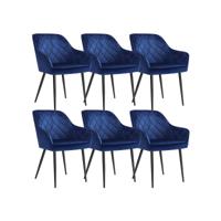 Eetkamerstoelen met armleuningen en fluwelen bekleding, Blauw / 6