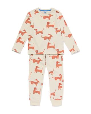 HEMA Kinderpyjama stretch katoen hond beige (beige)