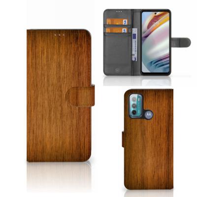 Motorola Moto G60 | Book Style Case | Donker Hout