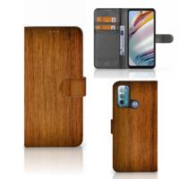 Motorola Moto G60 | Book Style Case | Donker Hout