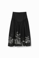 Poplin midirok landschap - BLACK - L