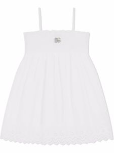 Dolce & Gabbana Kids robe en popelien à broderies - Blanc