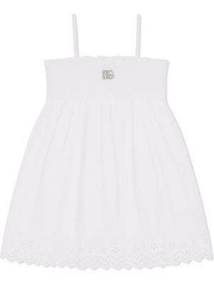 Dolce & Gabbana Kids robe en popelien à broderies - Blanc