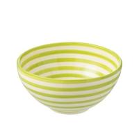 J-Line Bowl Granada Stripes High Ceramic White|Green Large - thumbnail