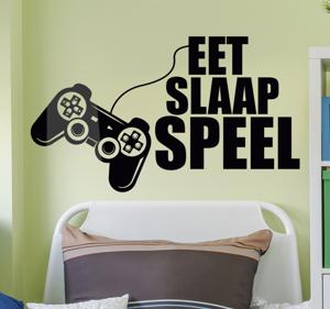 eet, slaap, speel, video game muursticker