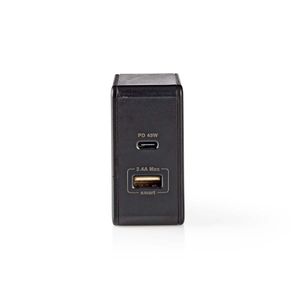 Thuislader | 3,0 A | USB / USB-C | Power Delivery 45 W | Zwart [WCPD45W100BK]