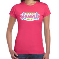 Hawaii shirt zomer t-shirt roze voor dames 2XL  - - thumbnail