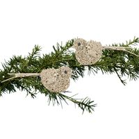 2x stuks decoratie vogels op clip glitter champagne 12 cm