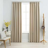 VidaXL Gordijnen verduisterend met haken 2 st 140x225 cm beige
