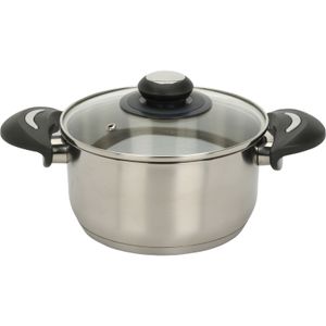 Kookpan klein model met glazen deksel - RVS - 1.8 liter - D18 x H9.5 cm