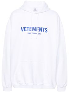 VETEMENTS hoodie en coton mélangé à logo imprimé - Blanc