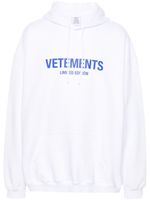 VETEMENTS hoodie en coton mélangé à logo imprimé - Blanc