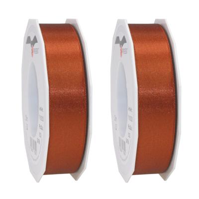 Cadeaulint Satijn - 2x - 2.5 cm x 25 meter - koperkleurig - cadeaus inpakken - sierlint