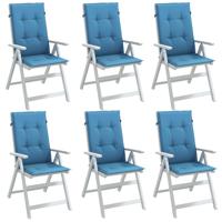 VidaXL Stoelkussens 6 st hoge rug 120x50x4 cm stof gemêleerd blauw