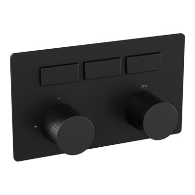 BRAUER Stripe 3-weg Inbouwthermostaat - drukknoppen - in- en afbouwdelen - mat zwart 5-S-356
