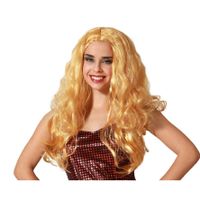 Atosa Verkleedpruik voor dames lang golvend haar - Fantasia - blond - Filmster/popster/foute party   -