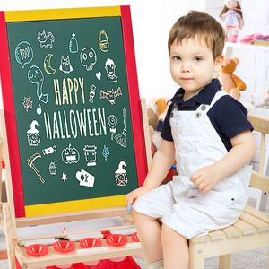 3-In-1 Kinderezel Kinderschoolbord Dubbelzijdig Whiteboard en Schoolbord 52,5x51,5x106,5 cm