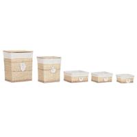 Wasmand Home ESPRIT Natuurlijk vlechtwerk Boho 47 x 35 x 55 cm 5 Onderdelen