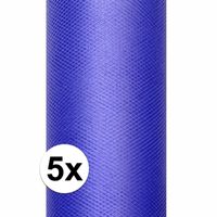 5x Rollen tule stof blauw 15 cm breed