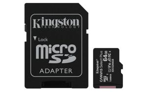 Kingston Technology 64GB micSDXC Canvas Select Plus 100R A1 C10 dubbel pakket + enkele ADP